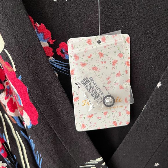 🆕NWT Free People Black Dress floral sleeveless mini Sz M - Picture 5 of 10